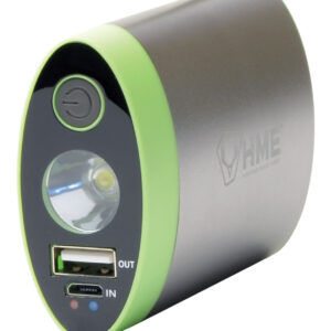 HME HW Hand Warmer  with Light ABS Plastic Sliver w/Green Accent Rechargeable Lithium Ion