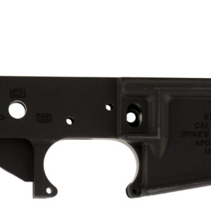 Spikes STLS045 No Logo Stripped Lower Receiver Multi-Caliber 7075-T6 Aluminum Black Anodized for AR-15