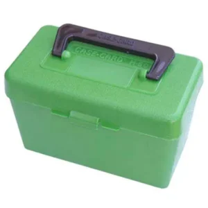 MTM CASE GARD DLX W/HANDLE BOX CARTRDGE 22-250/243/308 50RD GREEN ( 12 PER CASE )