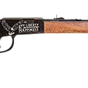 Rossi RL22W201WDEN19 Rio Bravo  Full Size, Lever Action 22 WMR 12+1, 20" Polished Black Steel Barrel, Polished Black w/July 4 Eagle Engraving Steel Receiver, German Fixed Beechwood Stock, Right Hand
