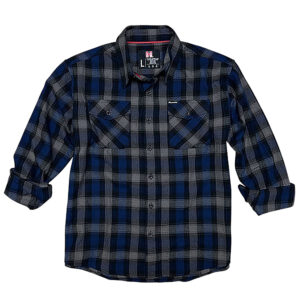 Hornady Gear 32204 Flannel Shirt XL Navy/Black/Gray, Cotton/Polyester, Relaxed Fit Button Up