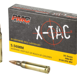 PMC 556X X-Tac 5.56x45mmNATO 55gr Full Metal Jacket Boat Tail 20 Per Box/50 Case