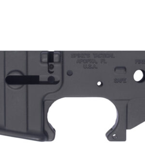 Spikes STLS018 Spider Stripped Lower Receiver with Fire & Safe Markings Multi-Caliber 7075-T6 Aluminum Black Anodized for AR-15