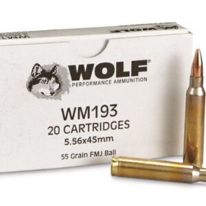 WOLF GOLD AMO 5.56 NATO 55GR COPPER FMJ BRASS CASE 20-RD BOX (50 BOXES PER CASE)