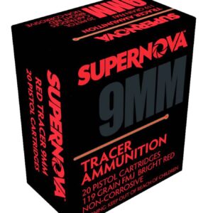 SUPERNOVA AMMUNITION AMO 9MM 119GR FMJ RED TRACER 20RD ( 50 BOXES PER CASE )