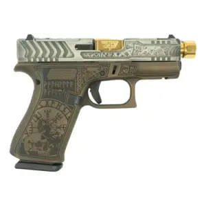glock 43x 9mm w front rails viking engr colonial brown w gold brl glux4350201frvk 0002 Right20